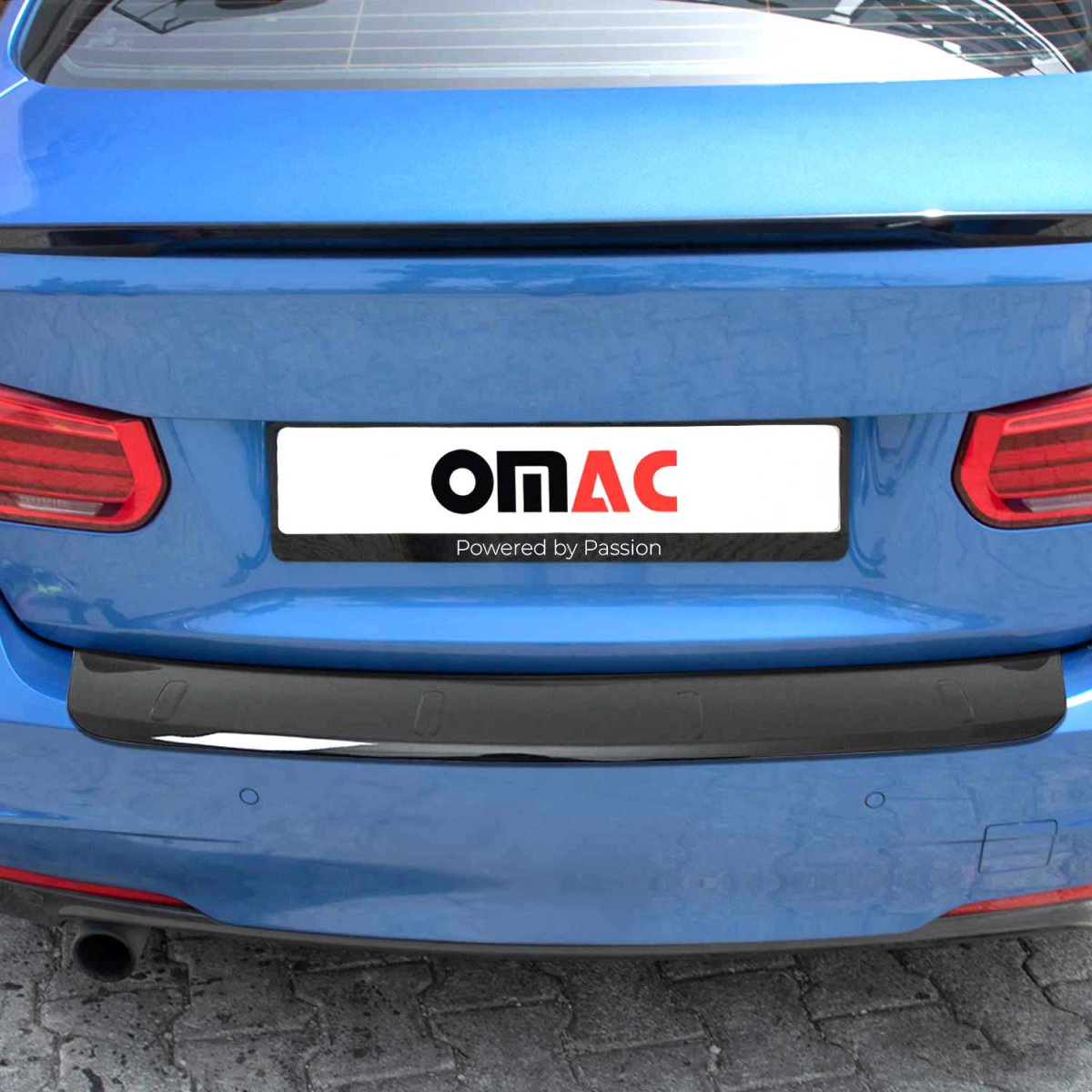 BMW 3 SERIES Rear Bumper Sill Cover - Omac - Acrylic - Gloss Black - '12-'19 BMW 3 SERIES Rear Bumper Sill Cover - Omac - Acrylic - Gloss Black - '12-'19